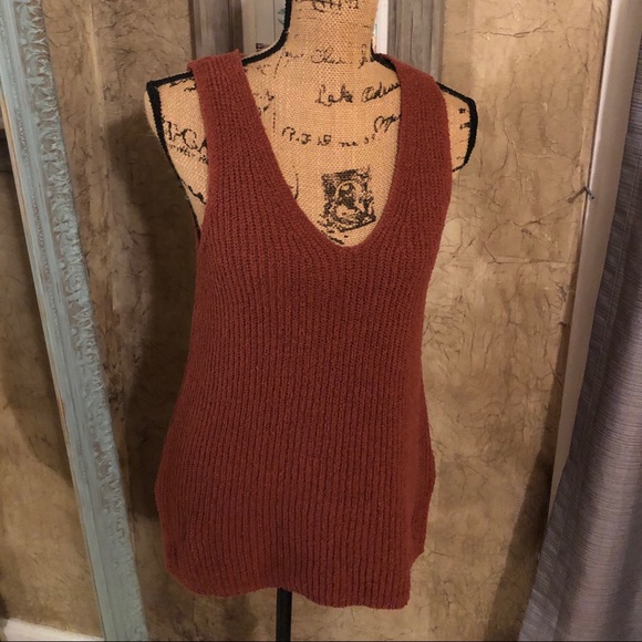 a new day Tops - Sleeveless V neck rust sweater tank top